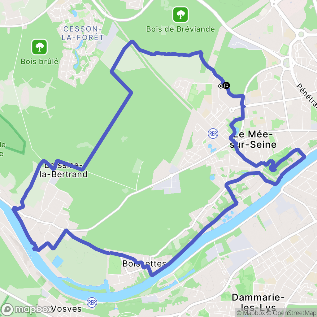 Le Mée-sur-Seine : carte du parcours de randonnée - France