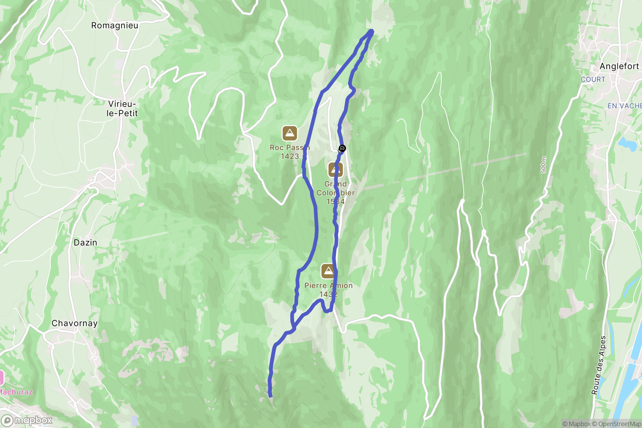 Anglefort : carte du parcours de randonnée - France