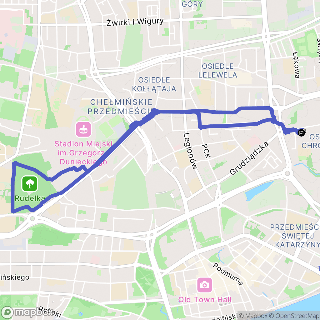 Toruń: mapa trasy - Poland