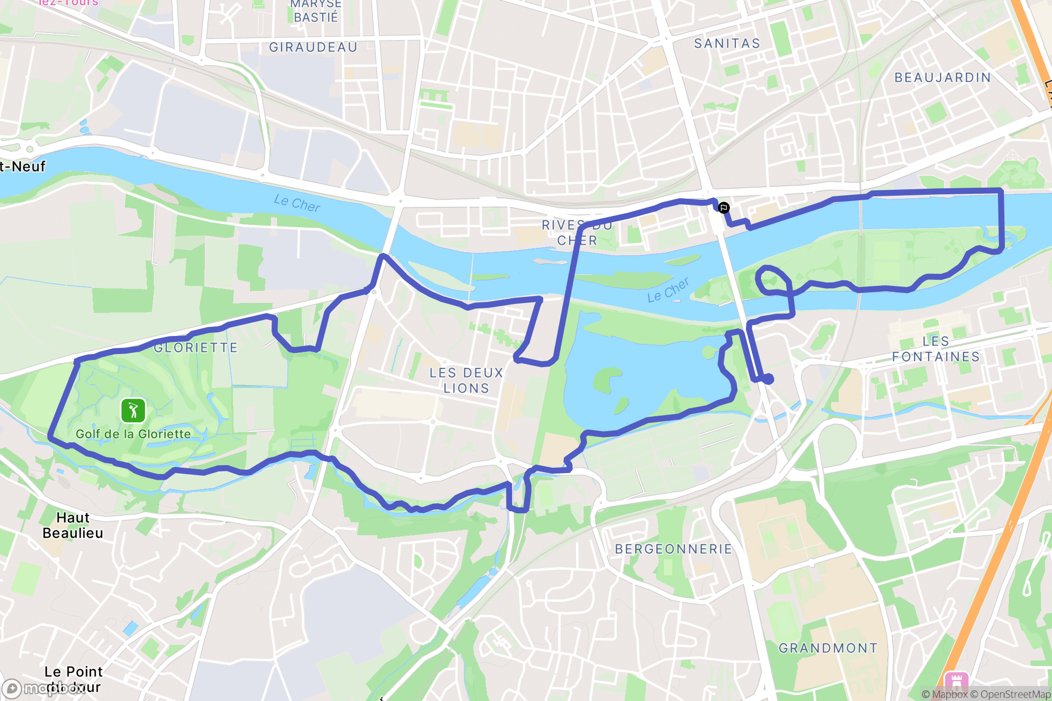 Tours : carte du parcours de randonnée - France