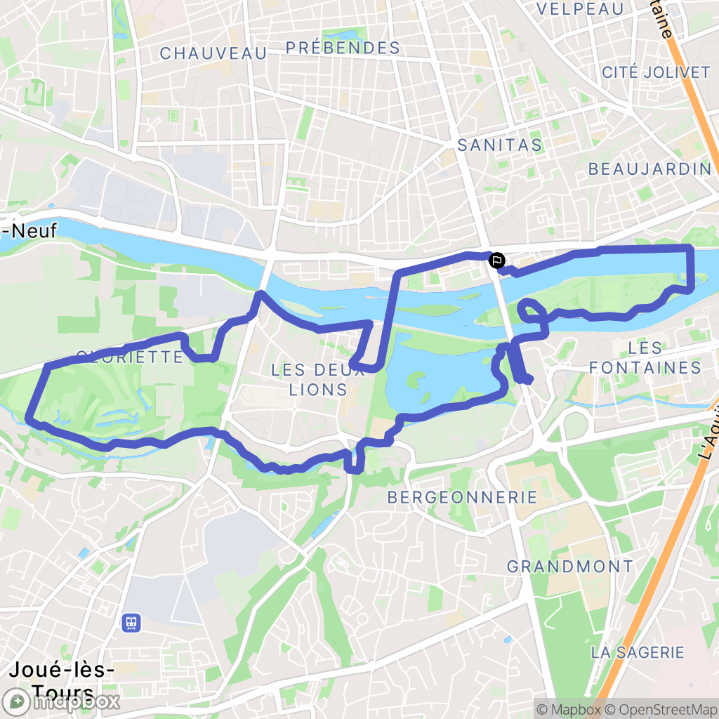 Tours : carte du parcours de randonnée - France