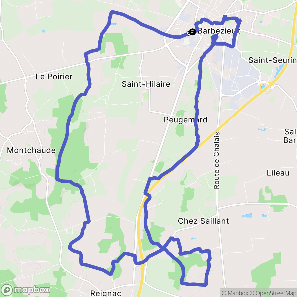 Barbezieux-Saint-Hilaire : carte du parcours de randonnée - France