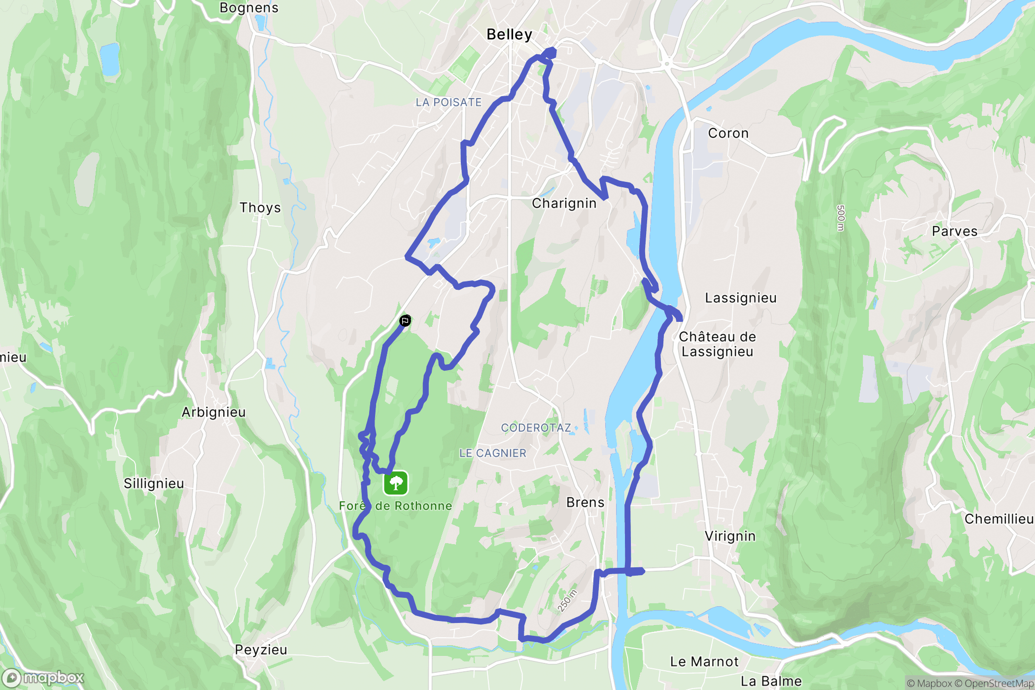 Belley : carte du parcours de randonnée - France