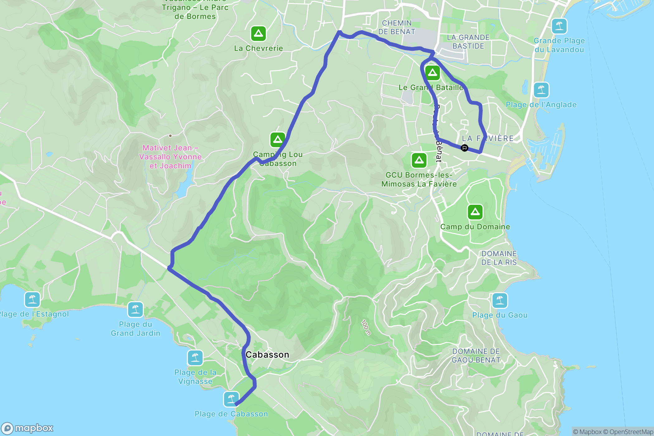 Bormes-les-Mimosas : carte du parcours de randonnée - France