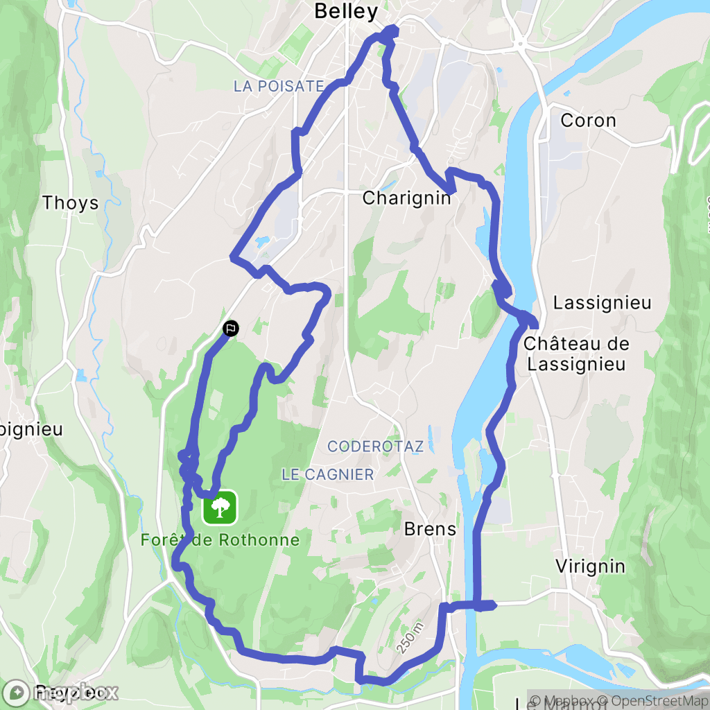 Belley : carte du parcours de randonnée - France