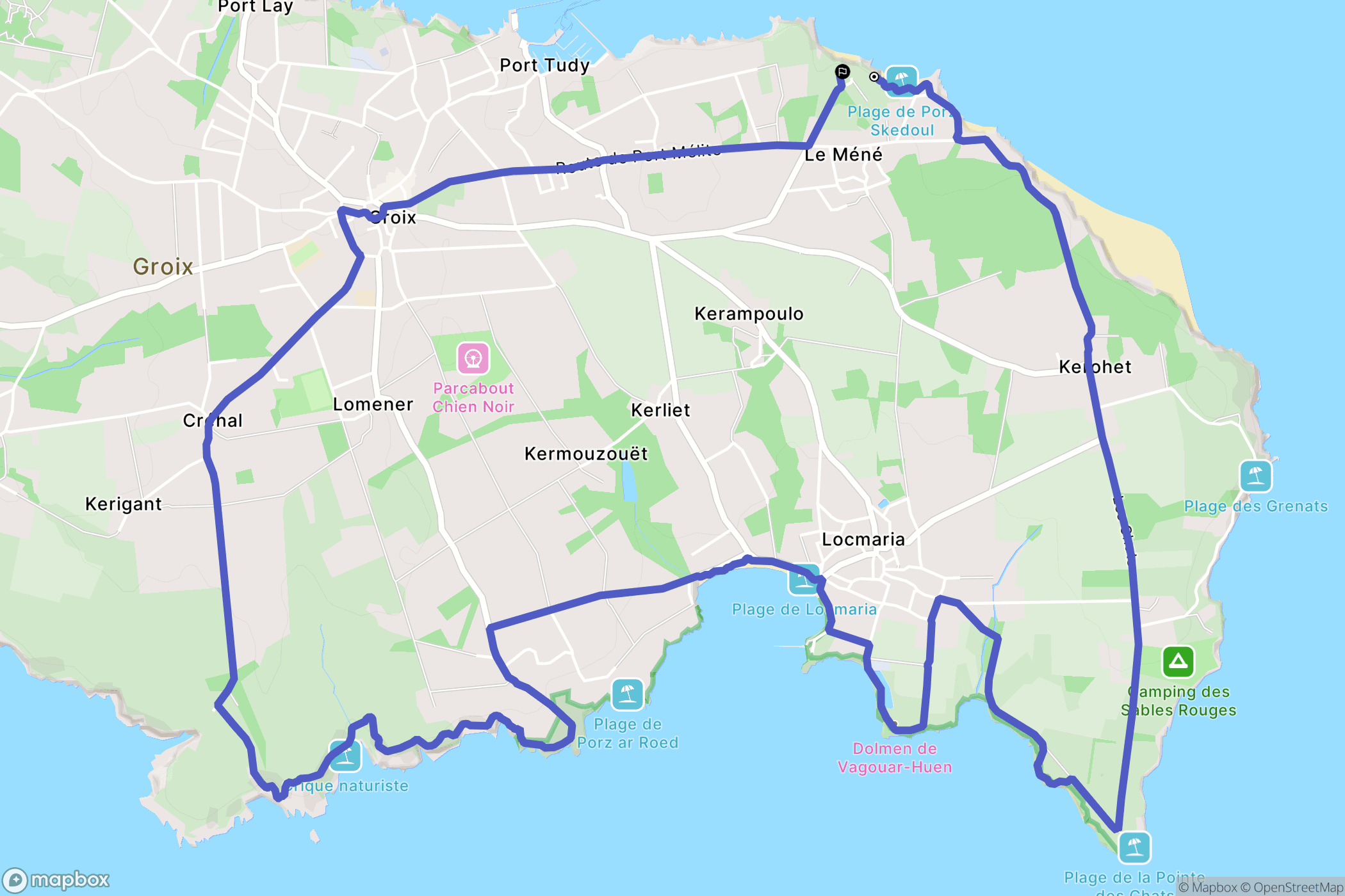 Groix : carte du parcours de randonnée - France