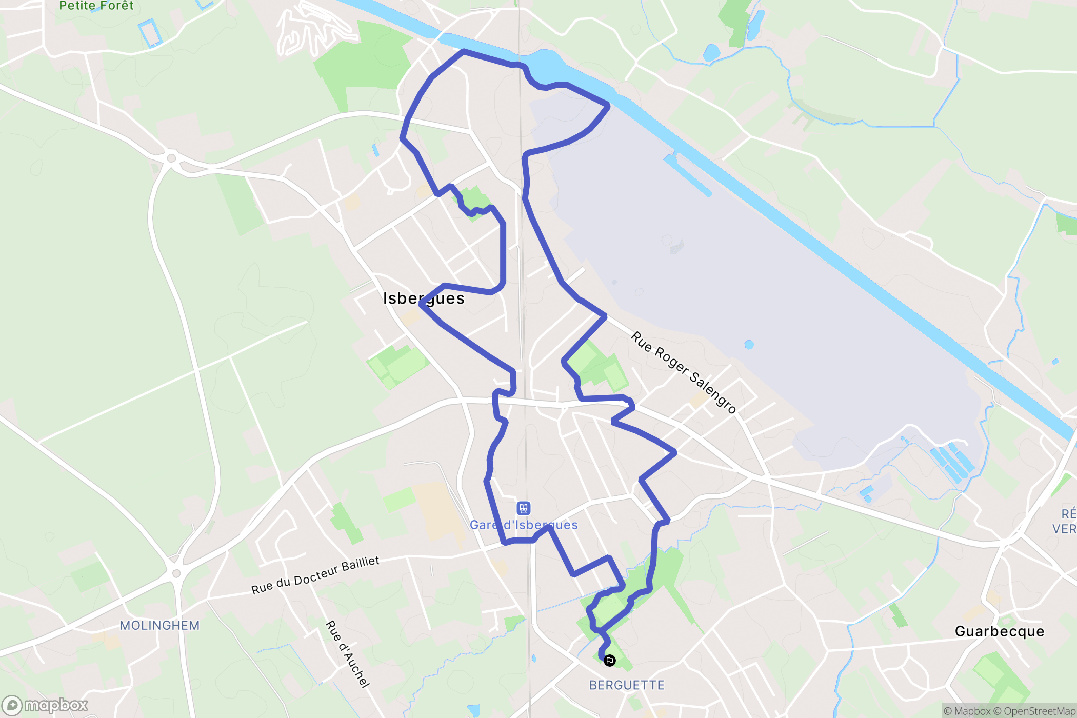 Isbergues : carte du parcours de randonnée - France