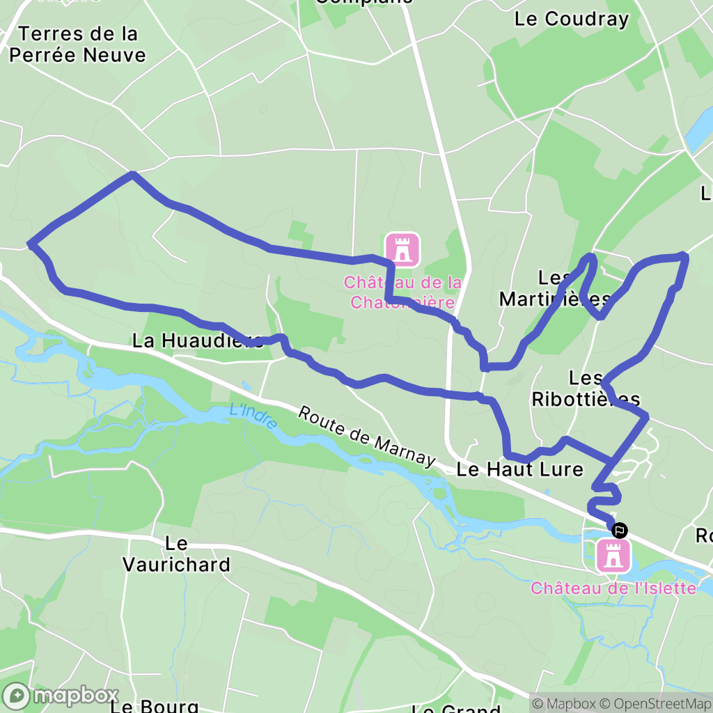 Azay-le-Rideau : carte du parcours de randonnée - France