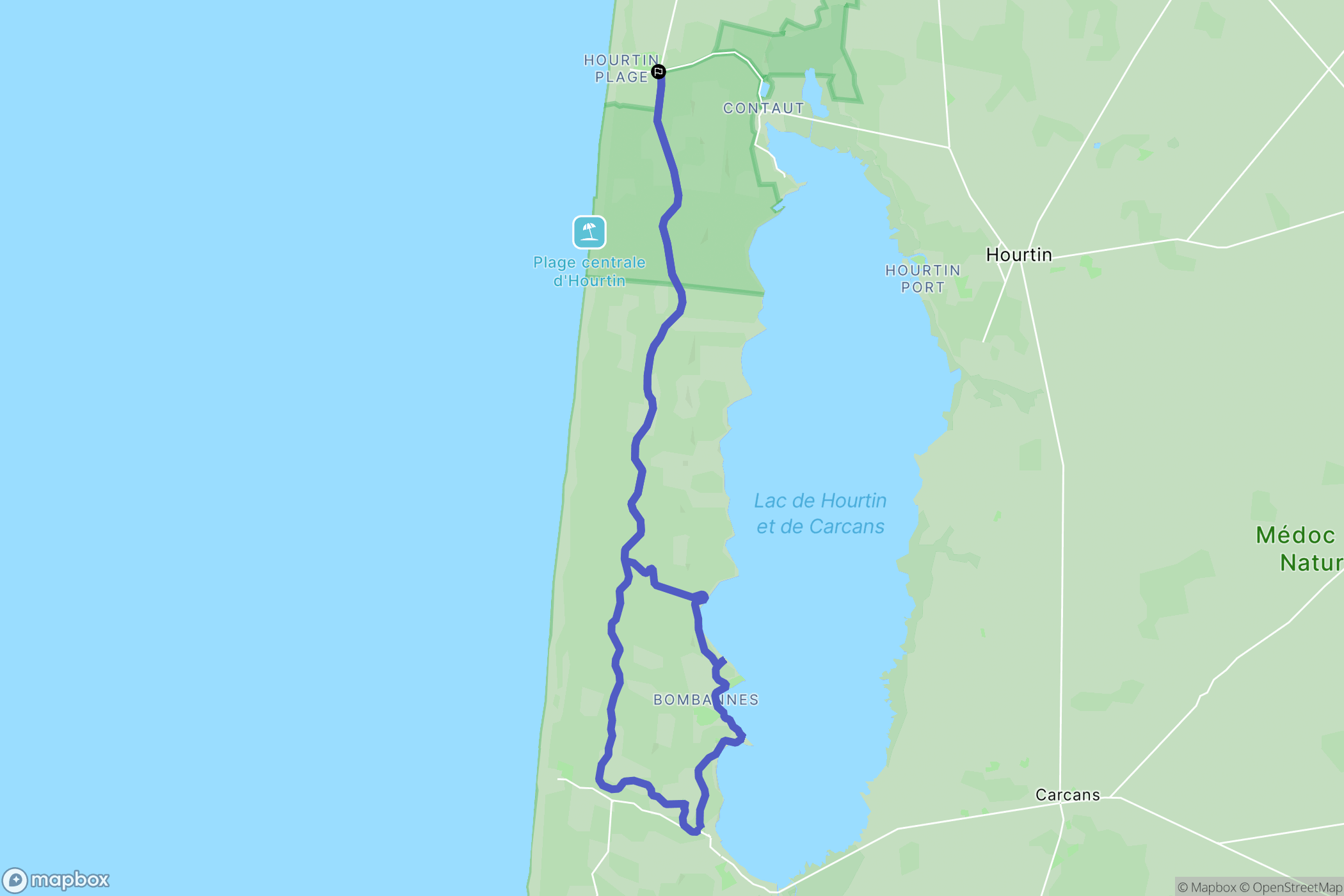 Hourtin : carte du parcours de randonnée - France