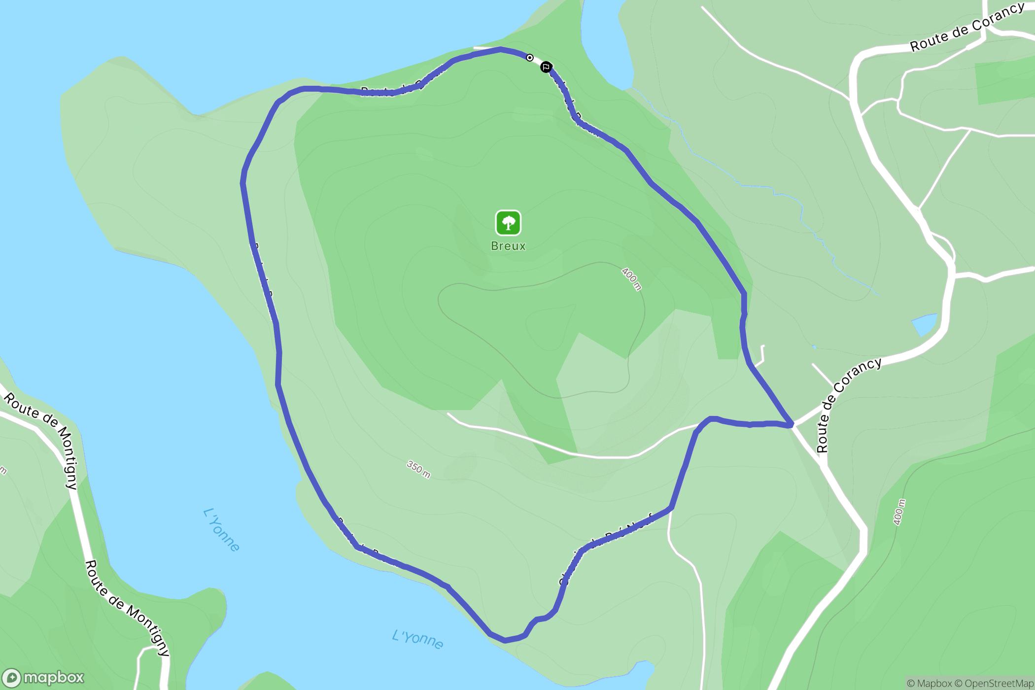 Chaumard : carte du parcours de randonnée - France