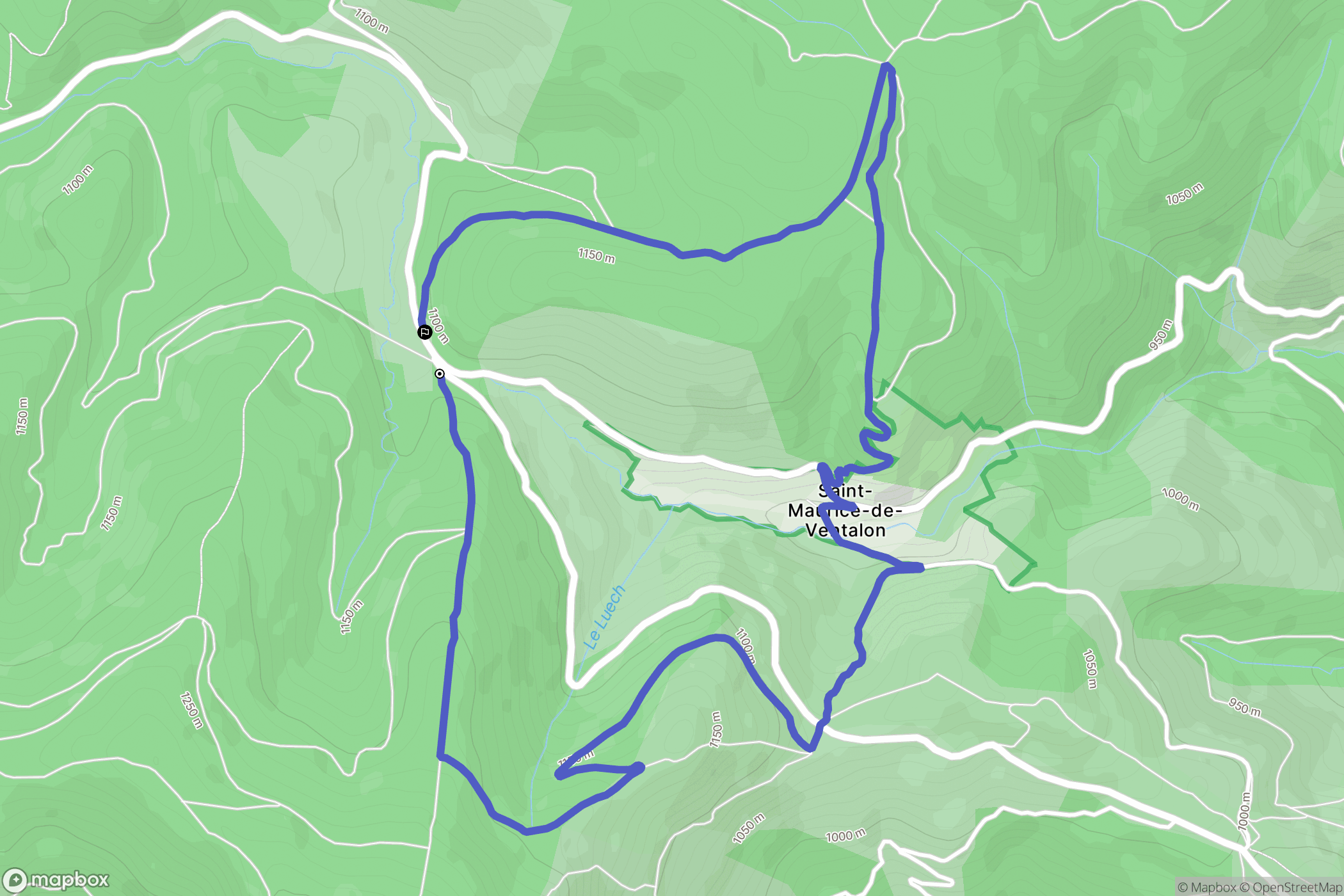 Pont de Montvert - Sud Mont Lozère : carte du parcours de randonnée - France