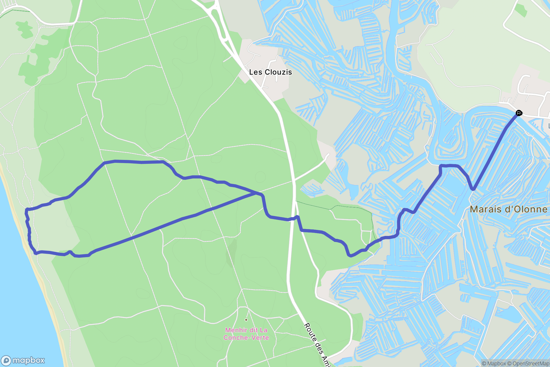 L'Île-d'Olonne : carte du parcours de randonnée - France