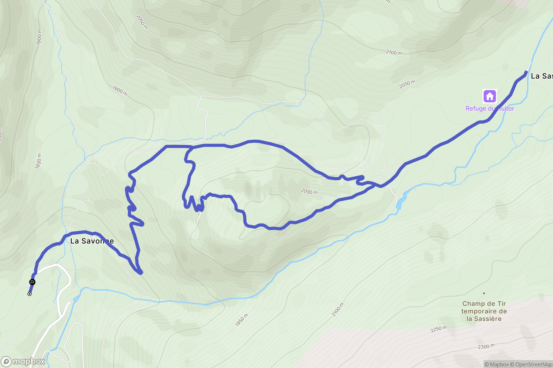 Sainte-Foy-Tarentaise : carte du parcours de randonnée - France