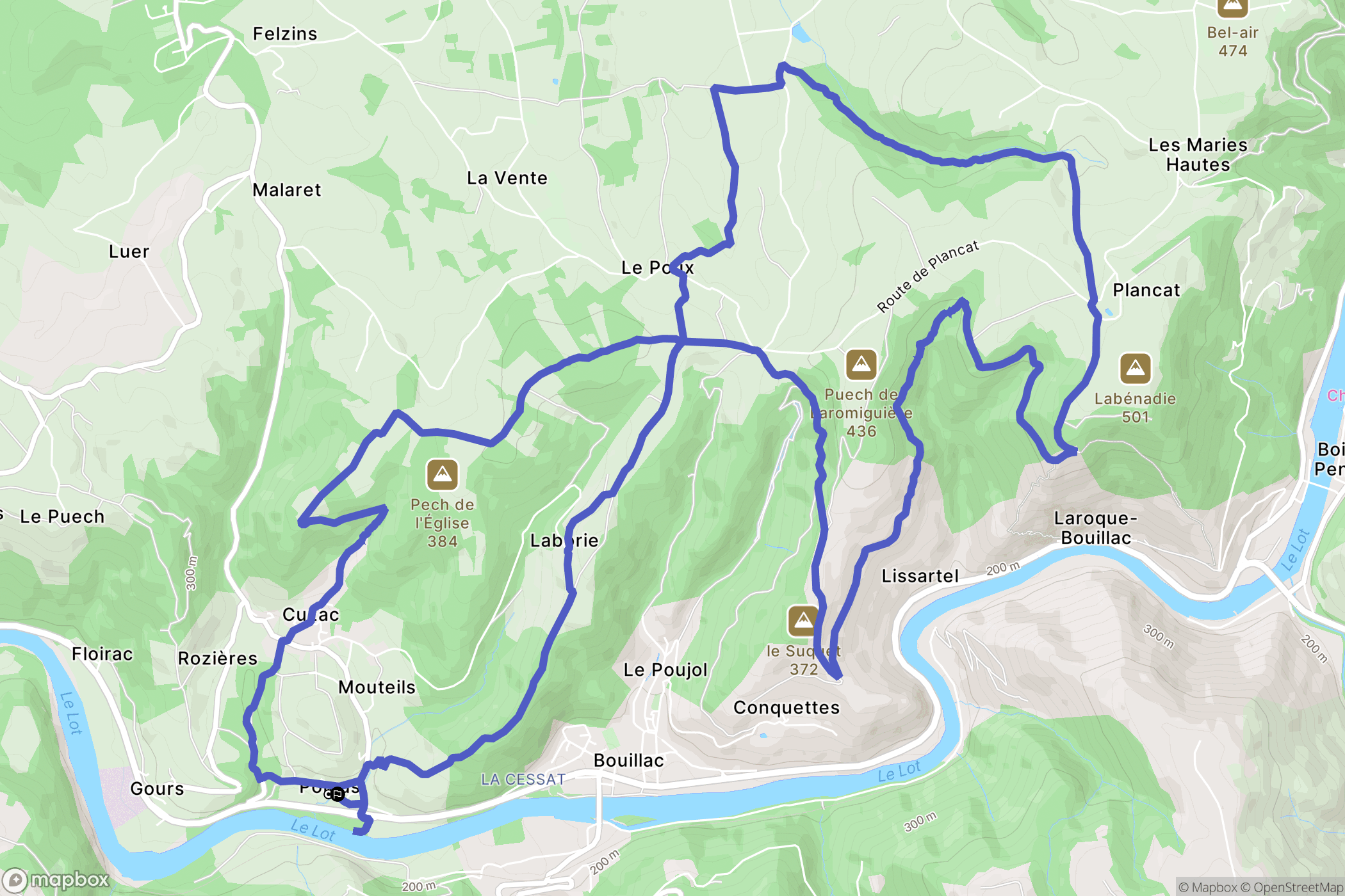 Cuzac : carte du parcours de randonnée - France