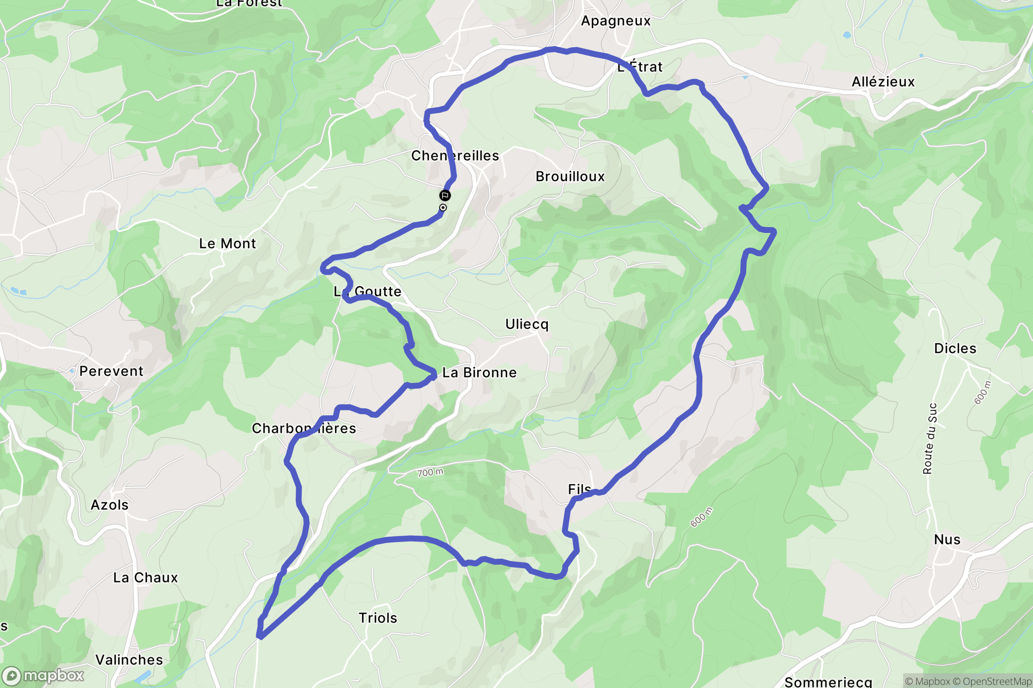 Chenereilles : carte du parcours de randonnée - France