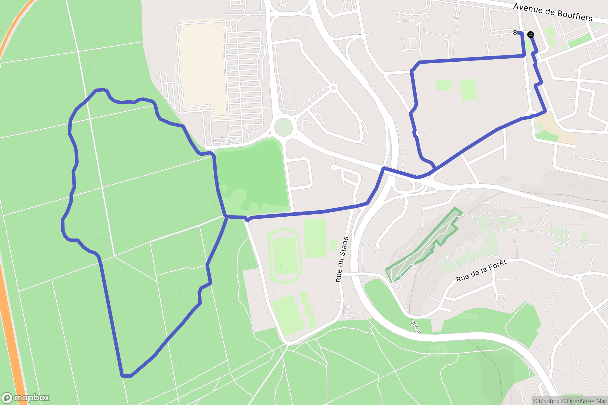 Laxou : carte du parcours de randonnée - France