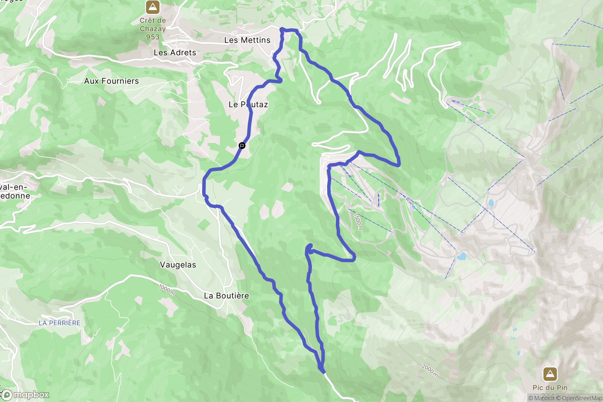 Les Adrets : carte du parcours de randonnée - France