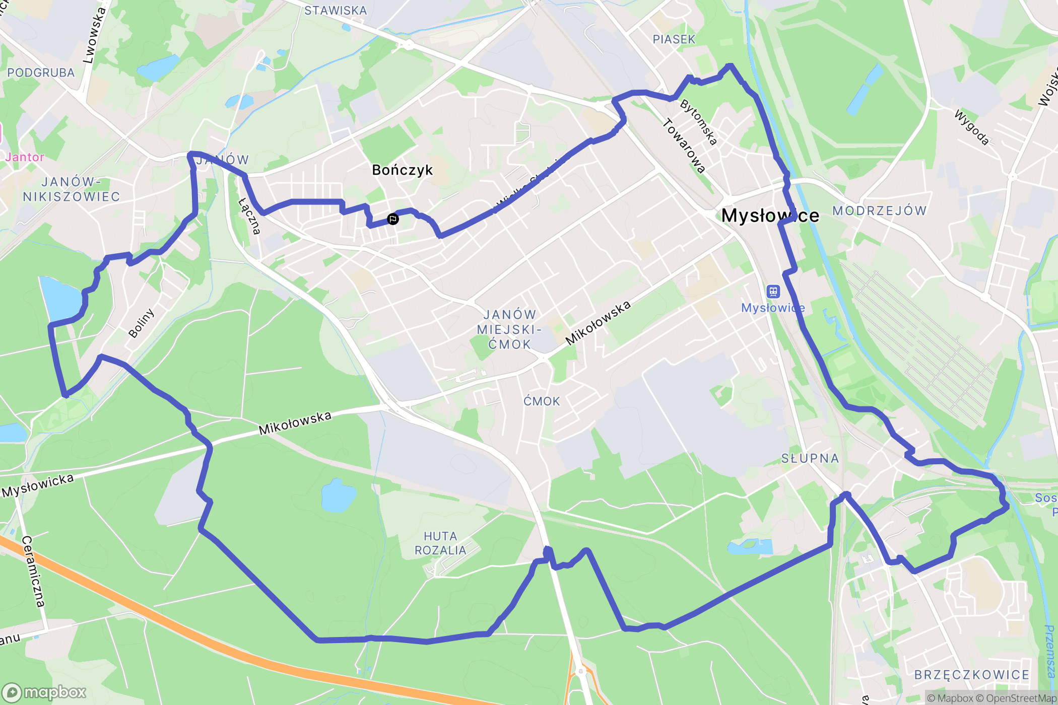 Mysłowice: mapa trasy - Poland