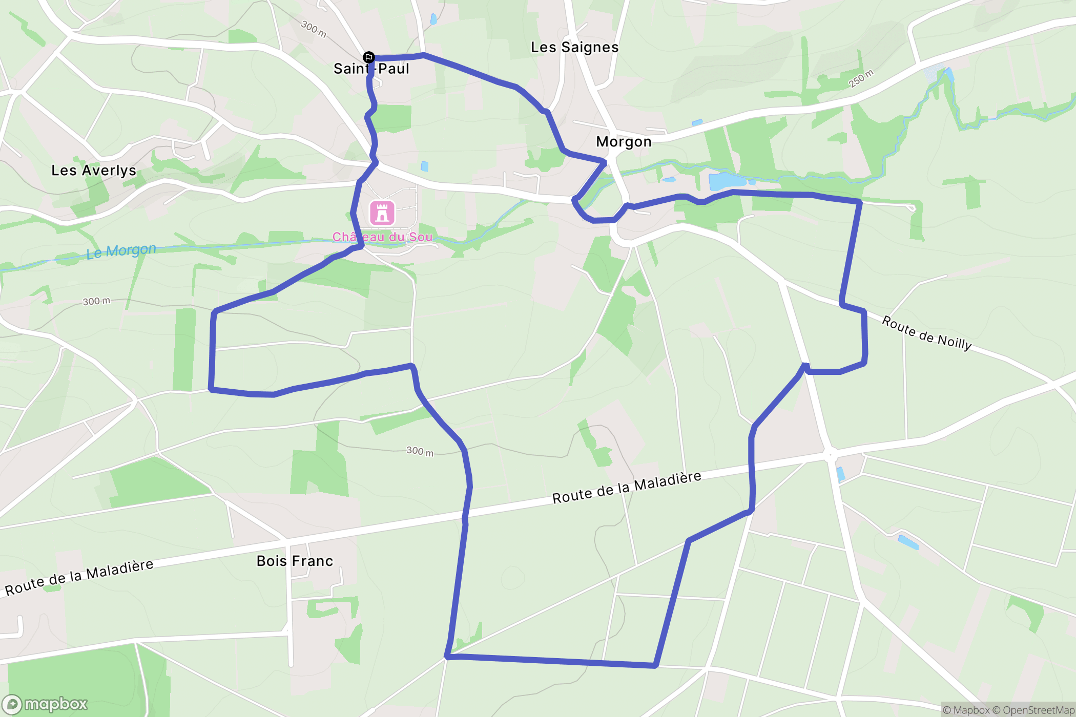 Lacenas : carte du parcours de randonnée - France