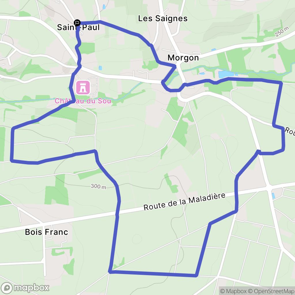 Lacenas : carte du parcours de randonnée - France