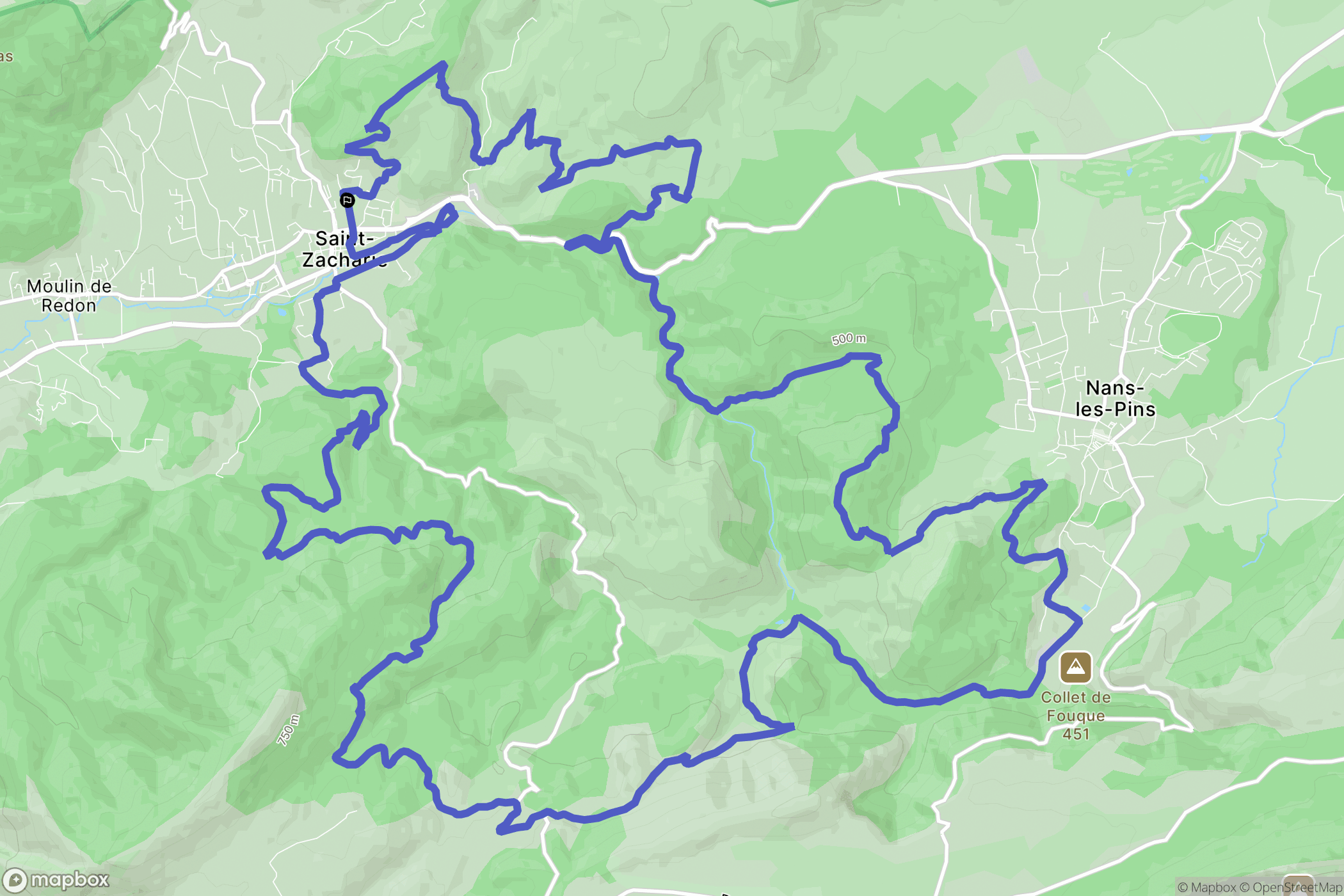 Saint-Zacharie : carte du parcours de randonnée - France