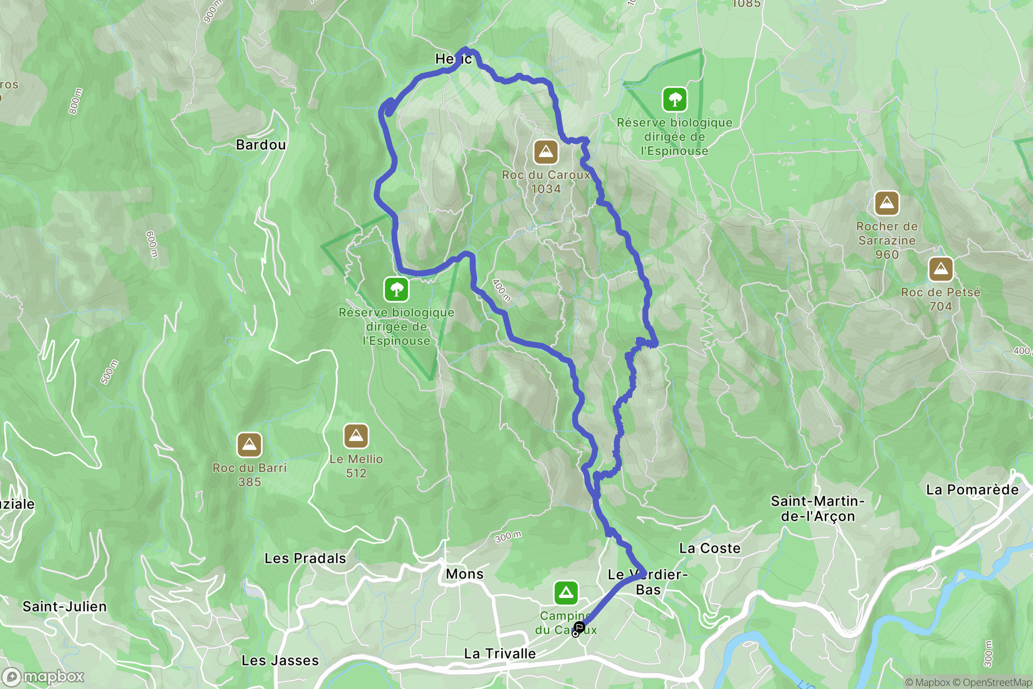 Mons : carte du parcours de randonnée - France