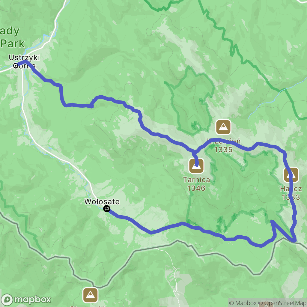 Ustrzyki Górne: mapa trasy - Poland