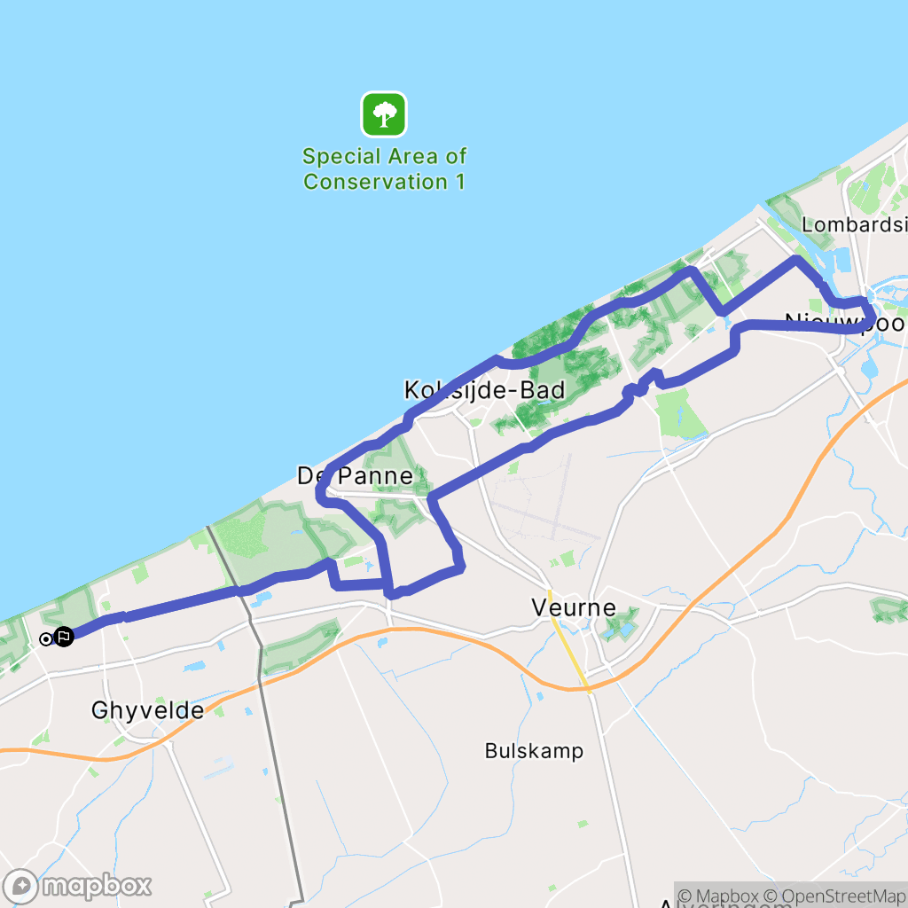 Zuydcoote : carte du parcours de randonnée - France