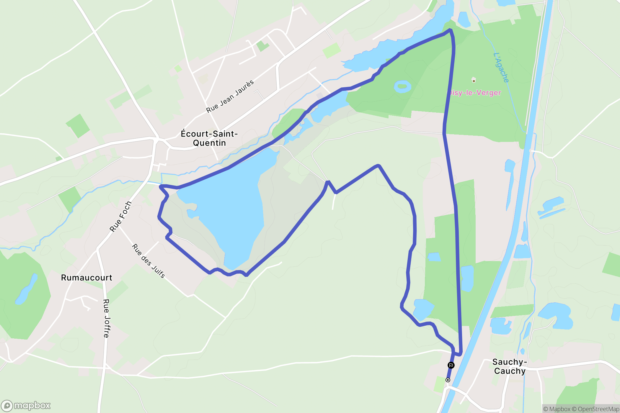 Sauchy-Cauchy : carte du parcours de randonnée - France