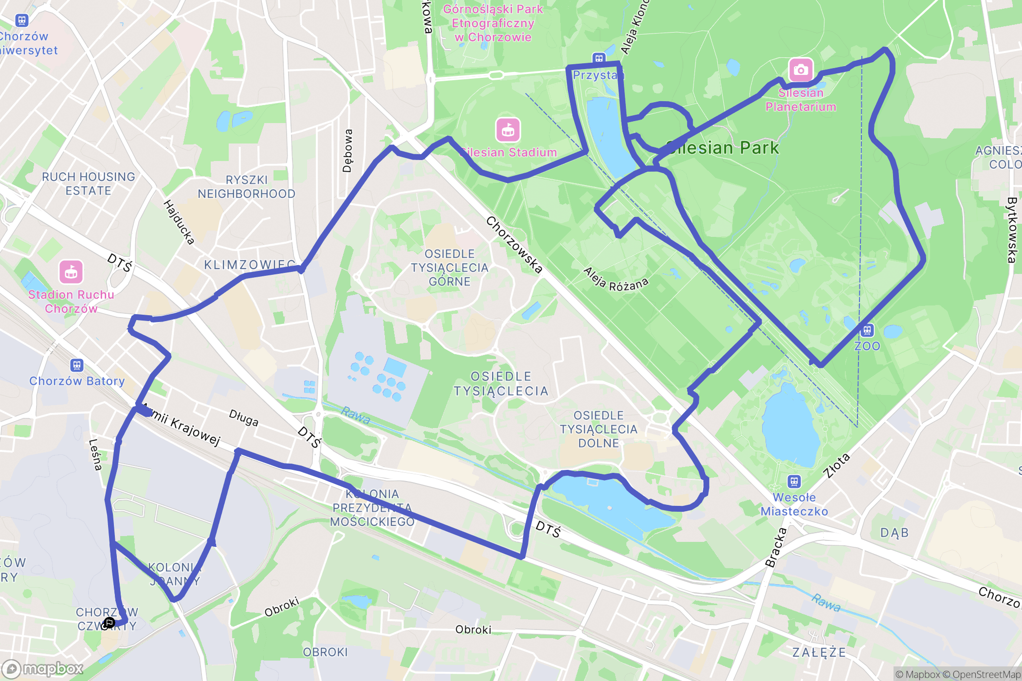 Chorzów: mapa trasy - Poland