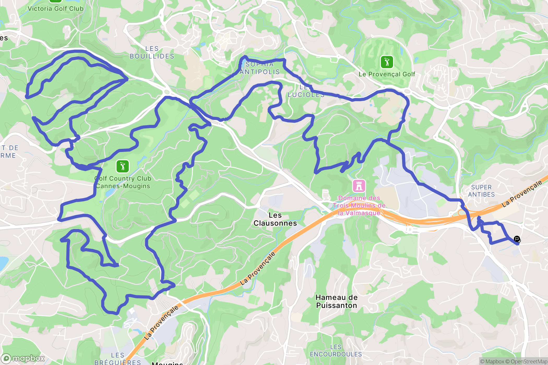 Antibes : carte du parcours de randonnée - France