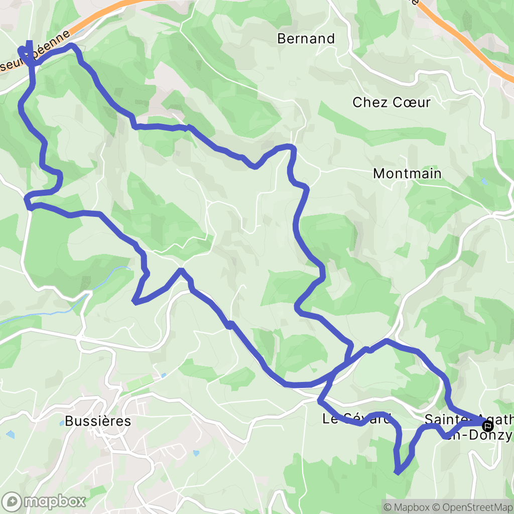 Sainte-Agathe-en-Donzy : carte du parcours de randonnée - France