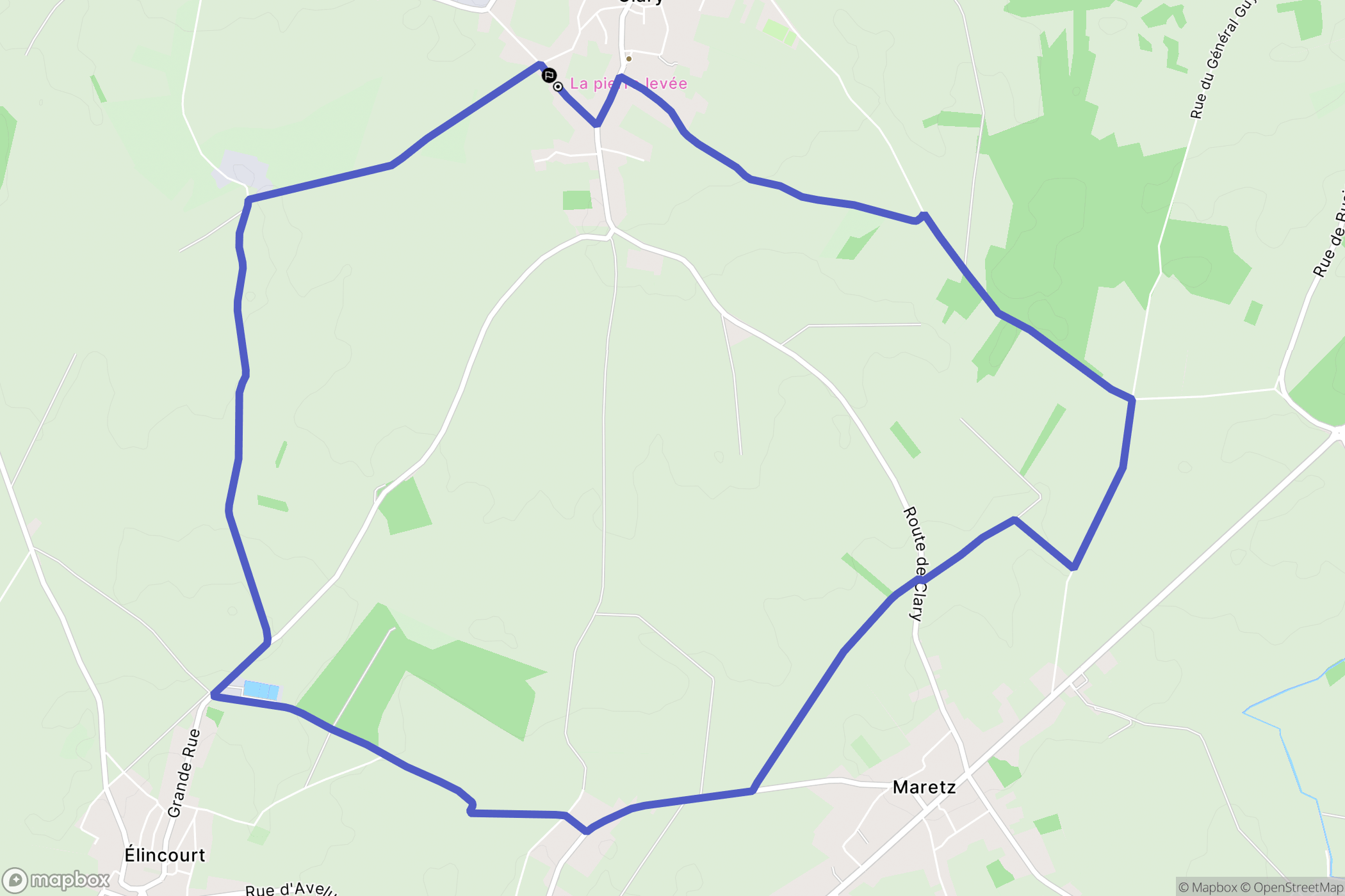 Clary : carte du parcours de randonnée - France