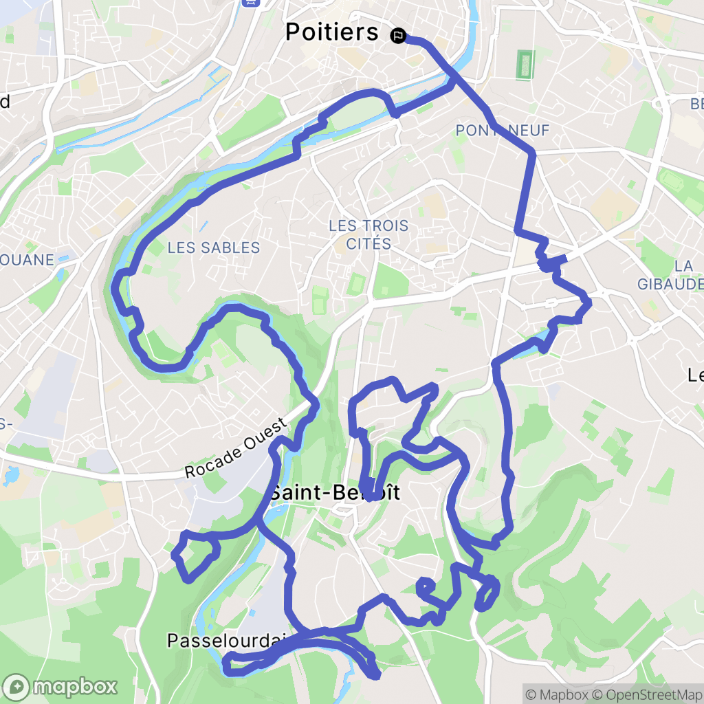 Poitiers : carte du parcours de randonnée - France