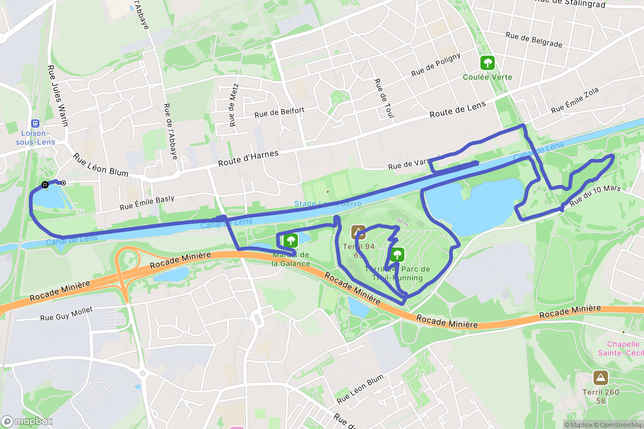 Loison-sous-Lens : carte du parcours de randonnée - France