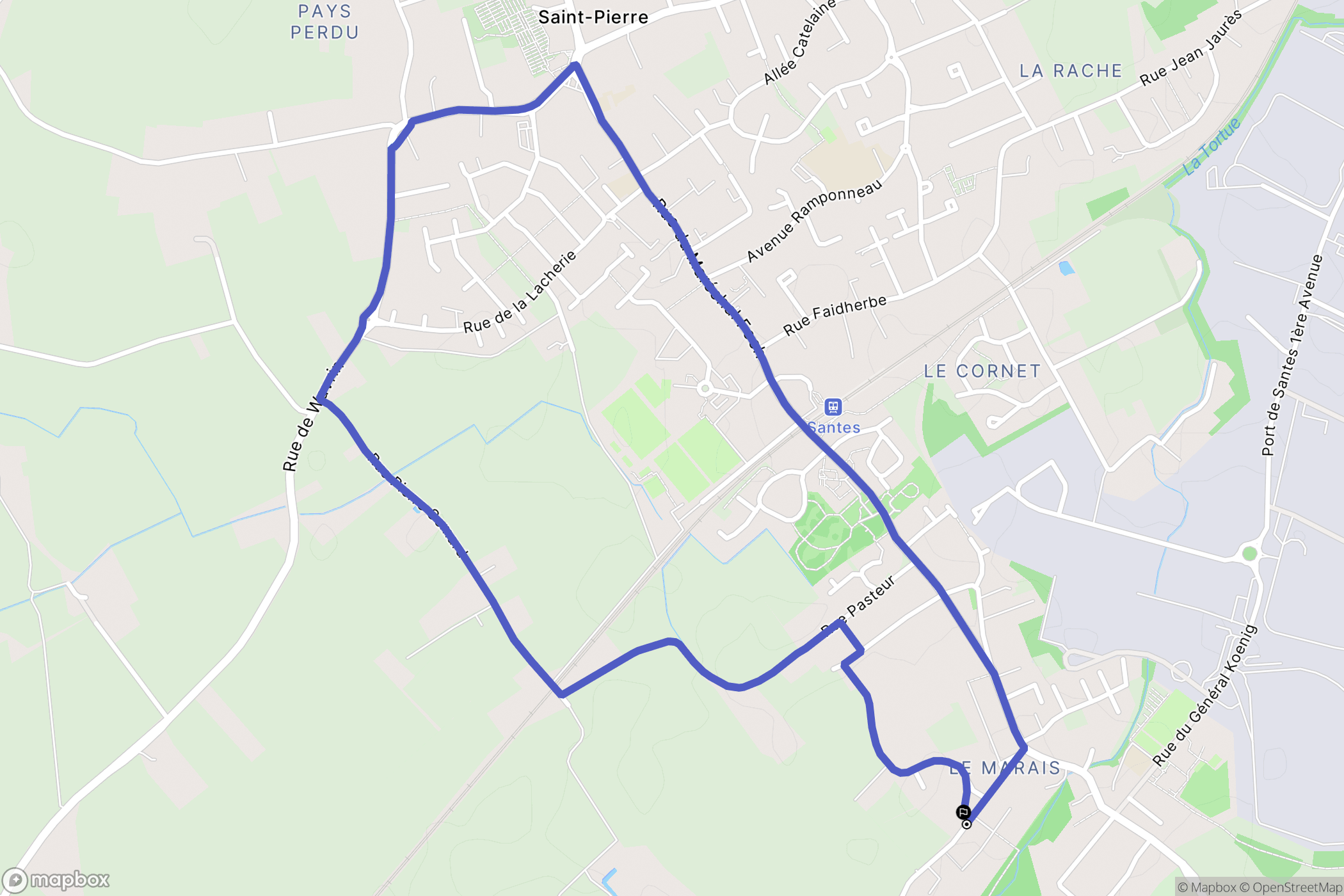 Santes : carte du parcours de randonnée - France