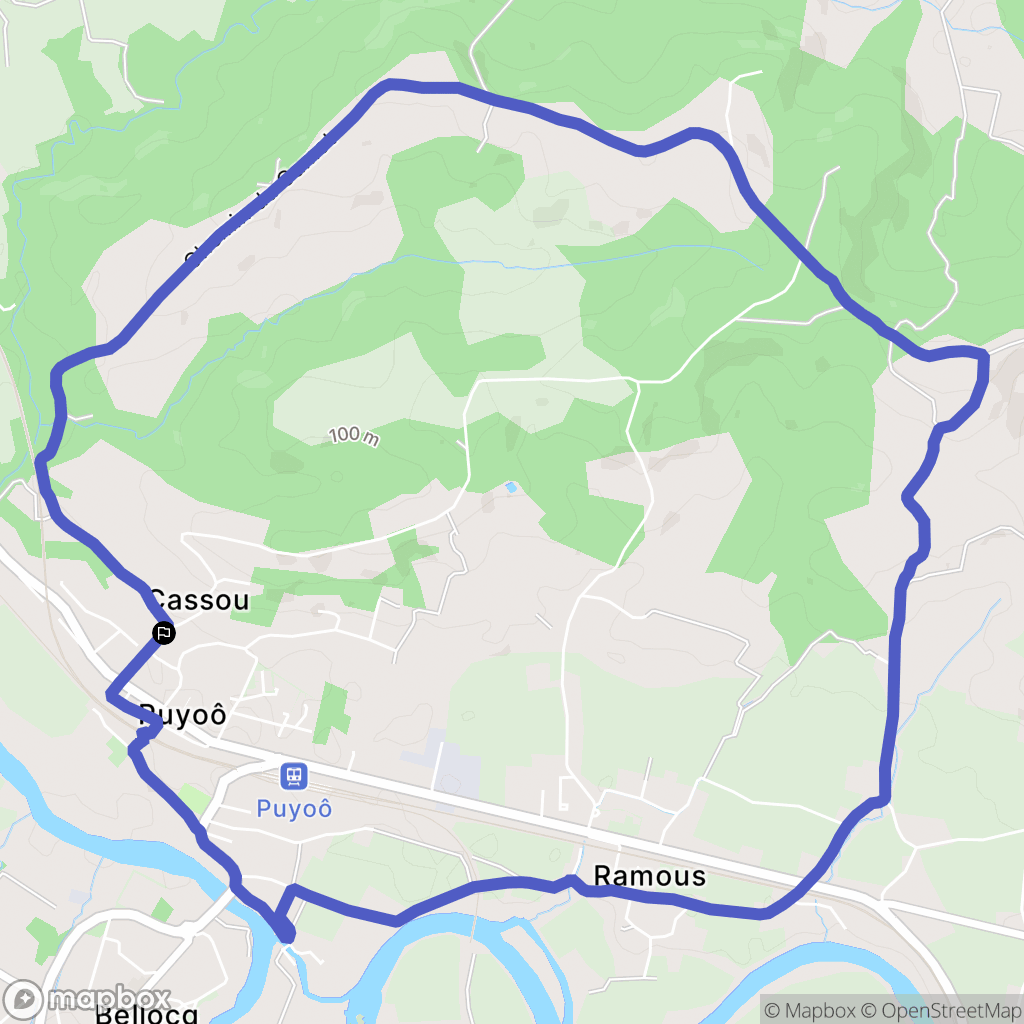 Puyoô : carte du parcours de randonnée - France