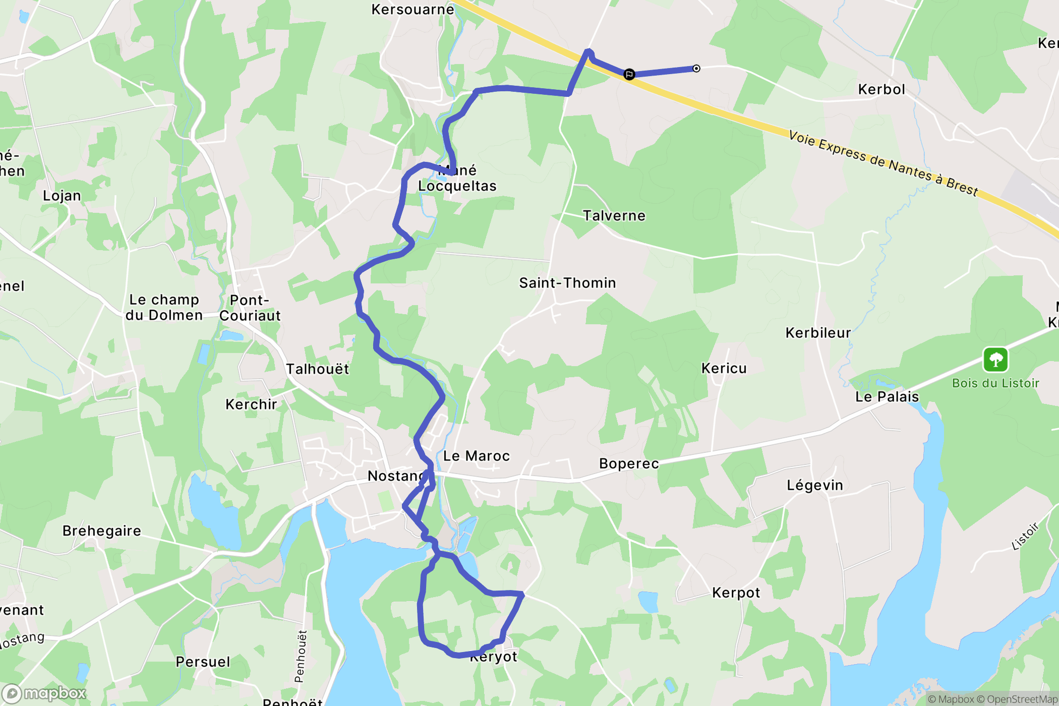 Nostang : carte du parcours de randonnée - France