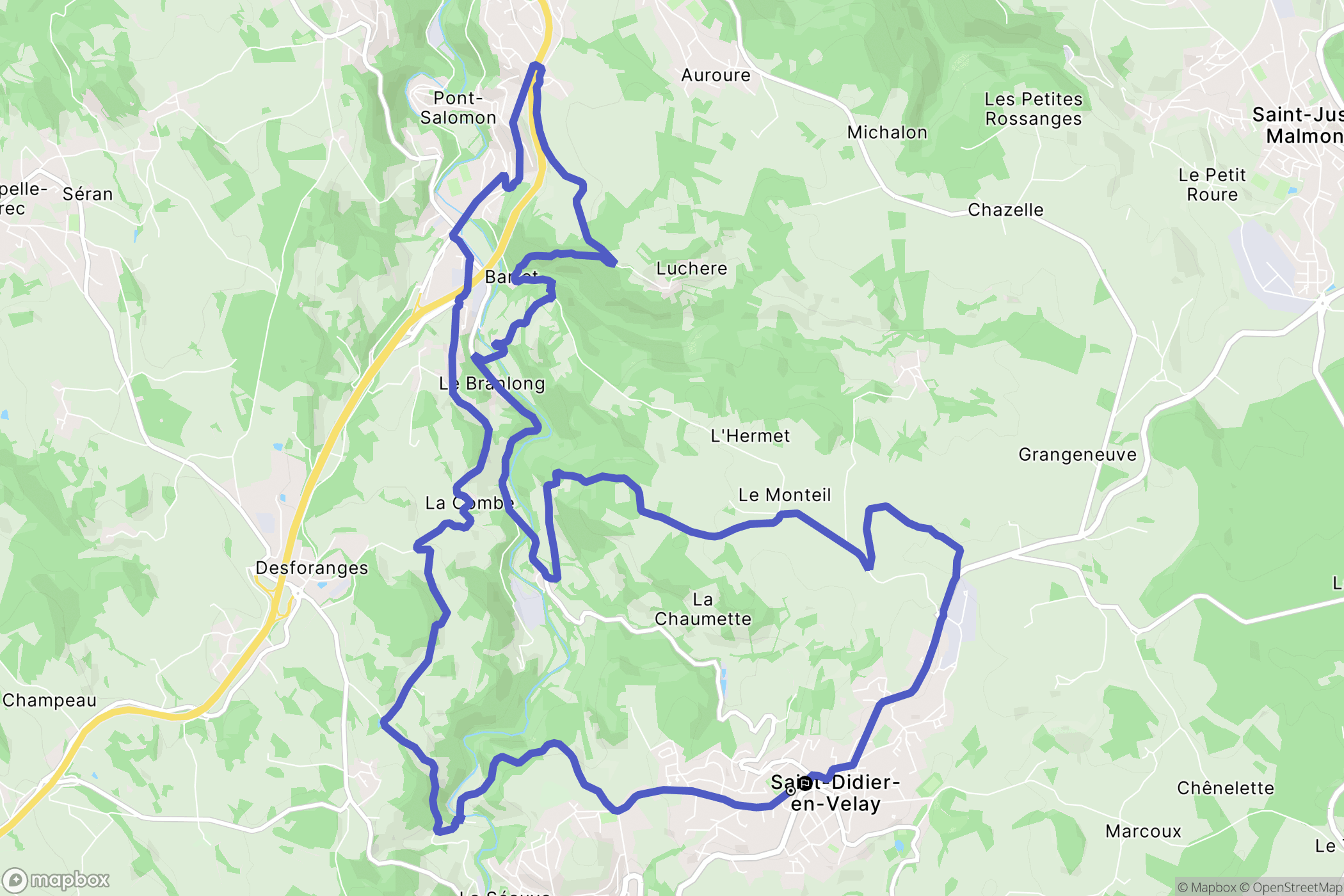 Saint-Didier-en-Velay : carte du parcours de randonnée - France