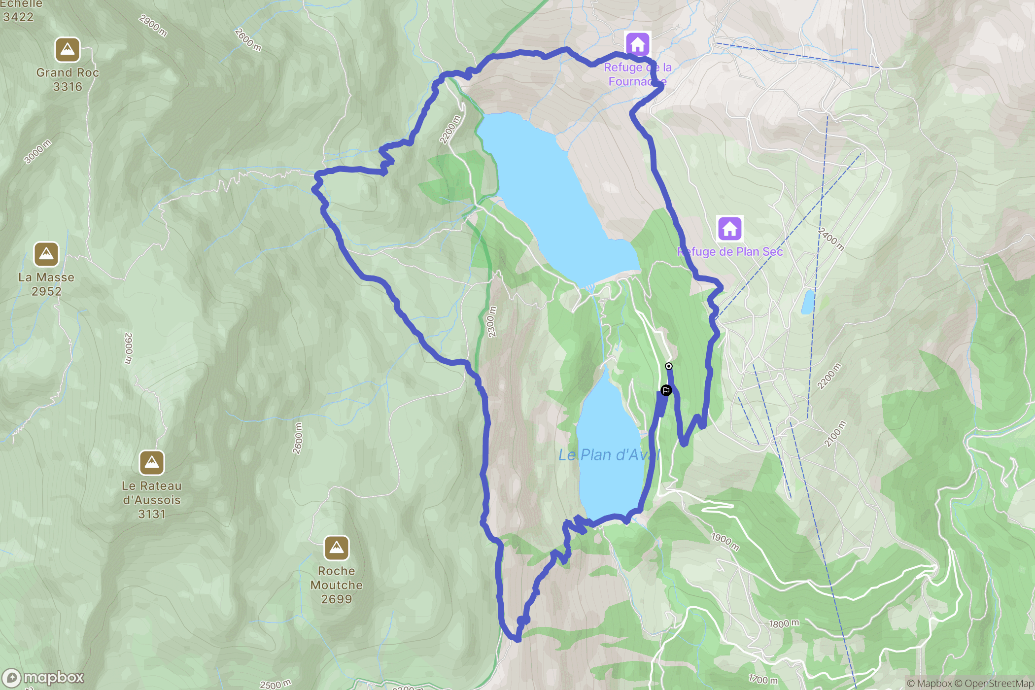 Aussois : carte du parcours de randonnée - France