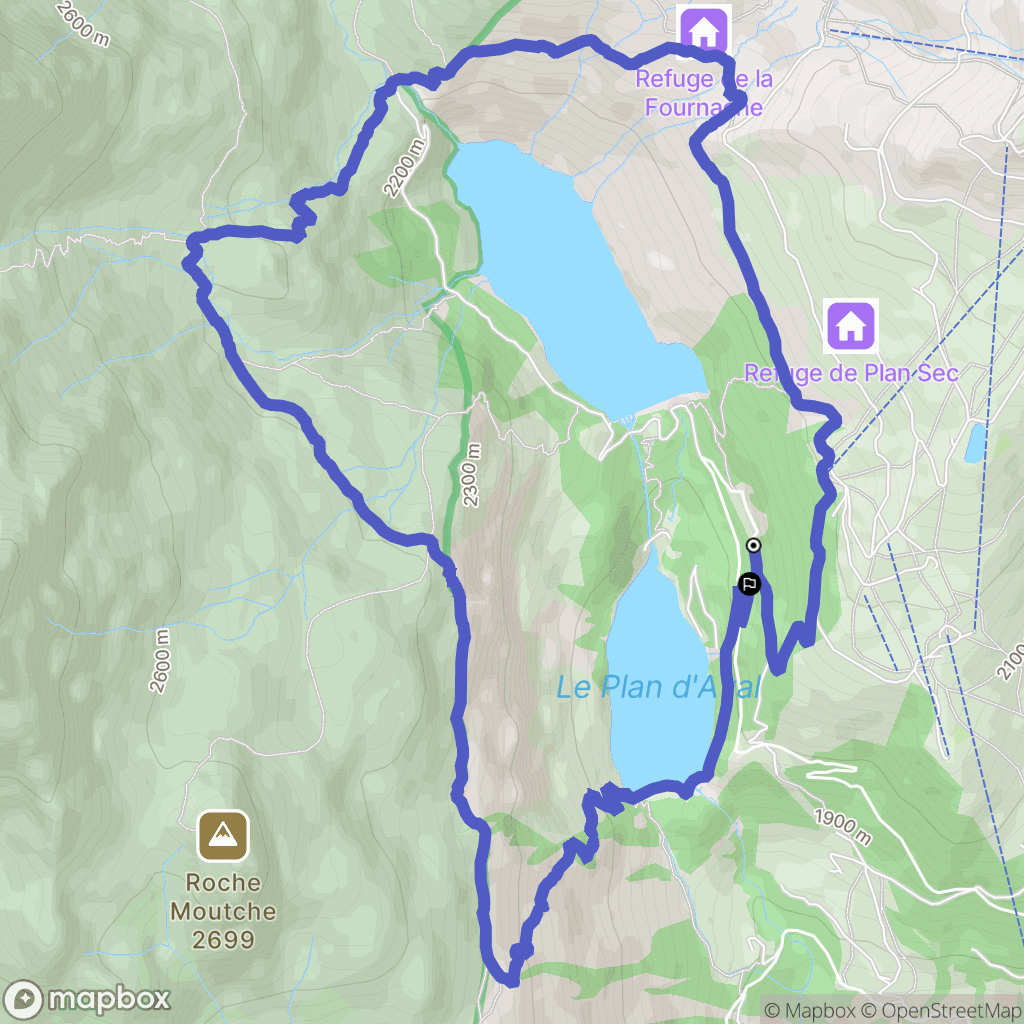 Aussois : carte du parcours de randonnée - France