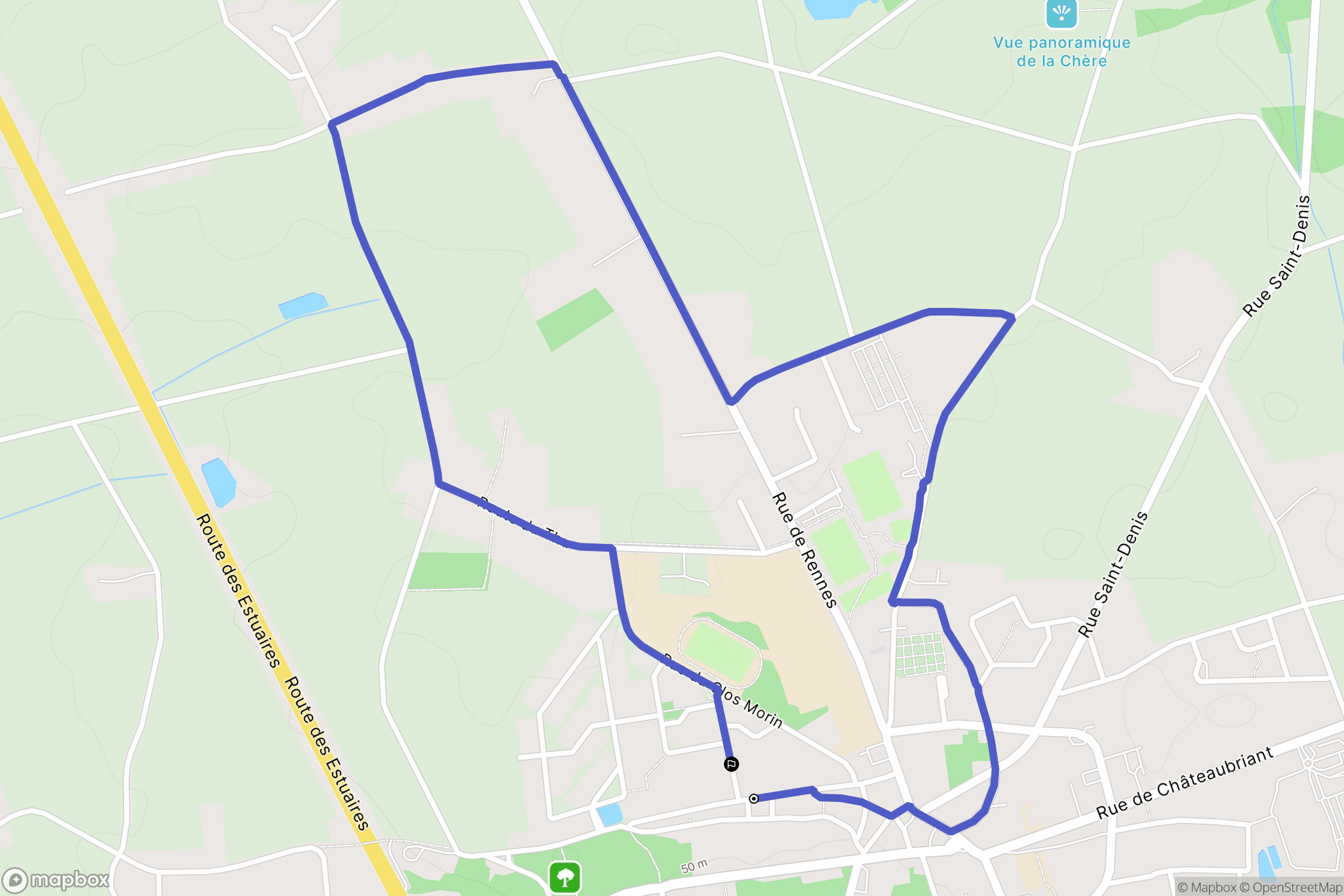 Derval : carte du parcours de randonnée - France