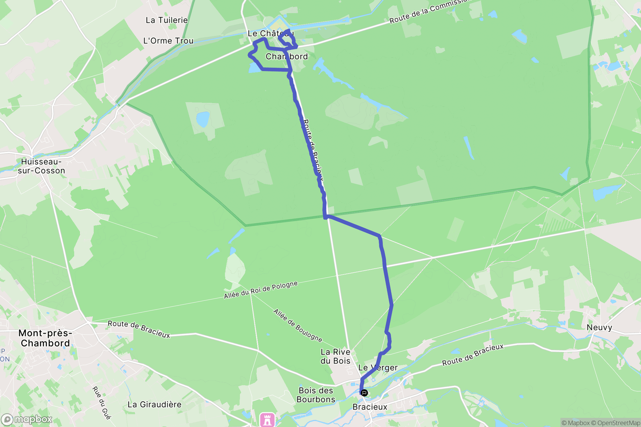 Bracieux : carte du parcours de randonnée - France