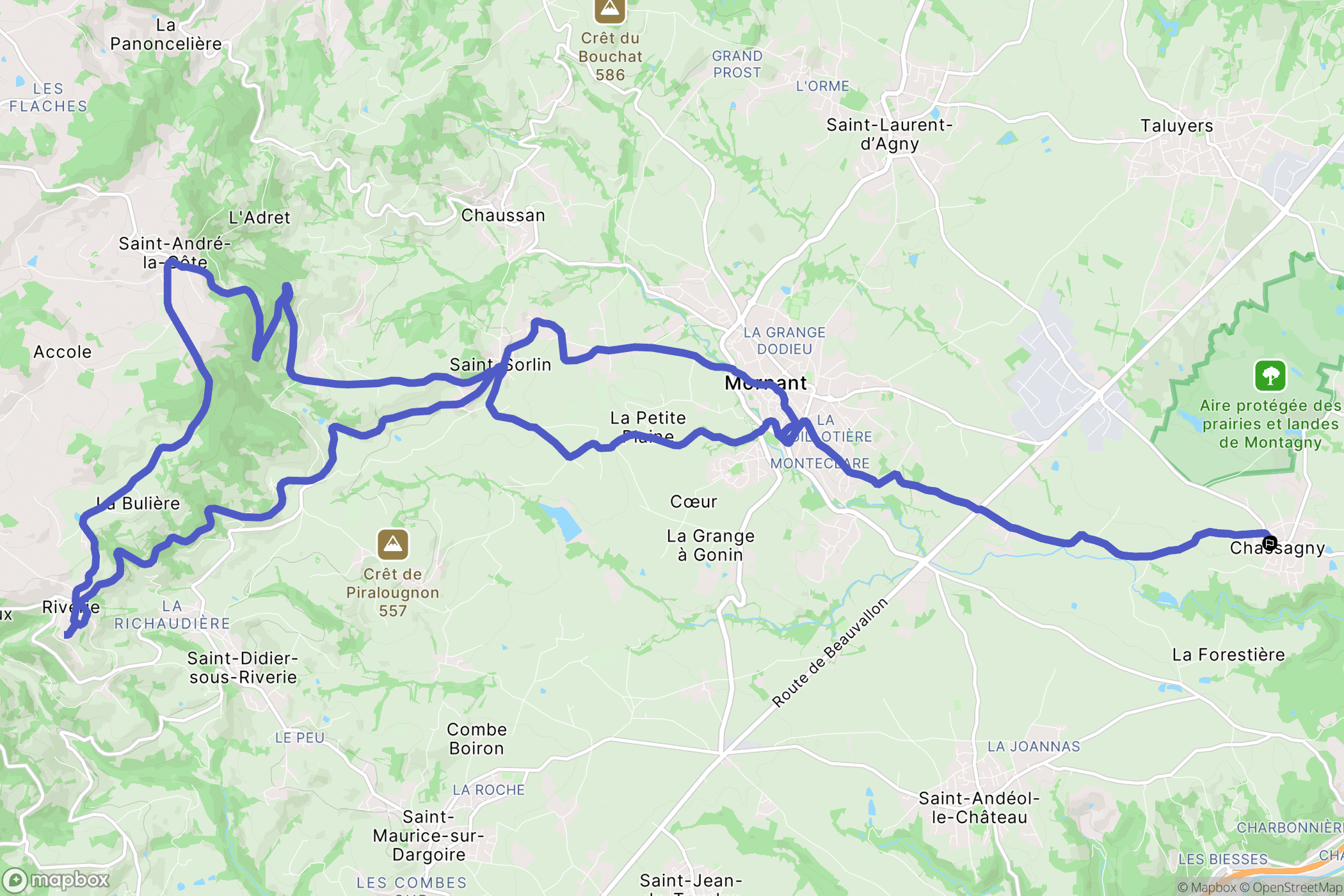 Beauvallon : carte du parcours de randonnée - France