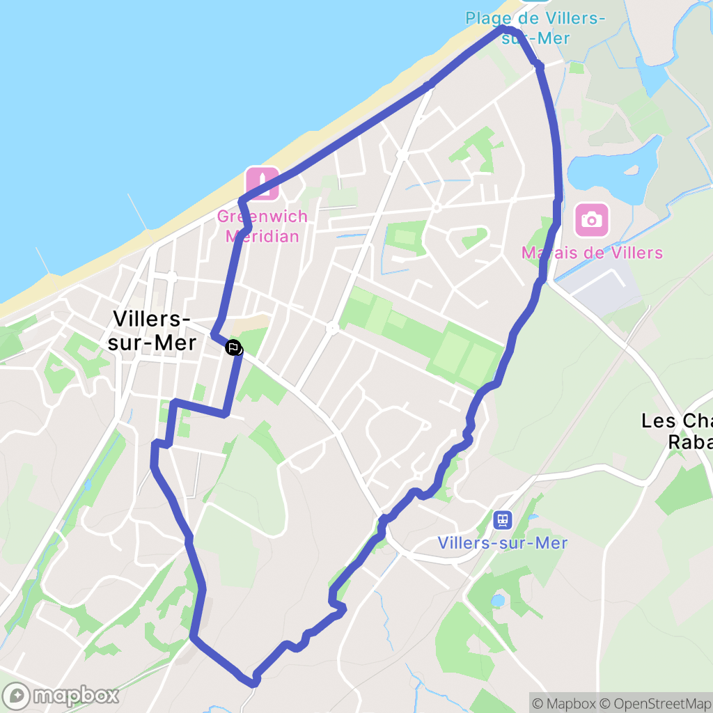 Villers-sur-Mer : carte du parcours de randonnée - France