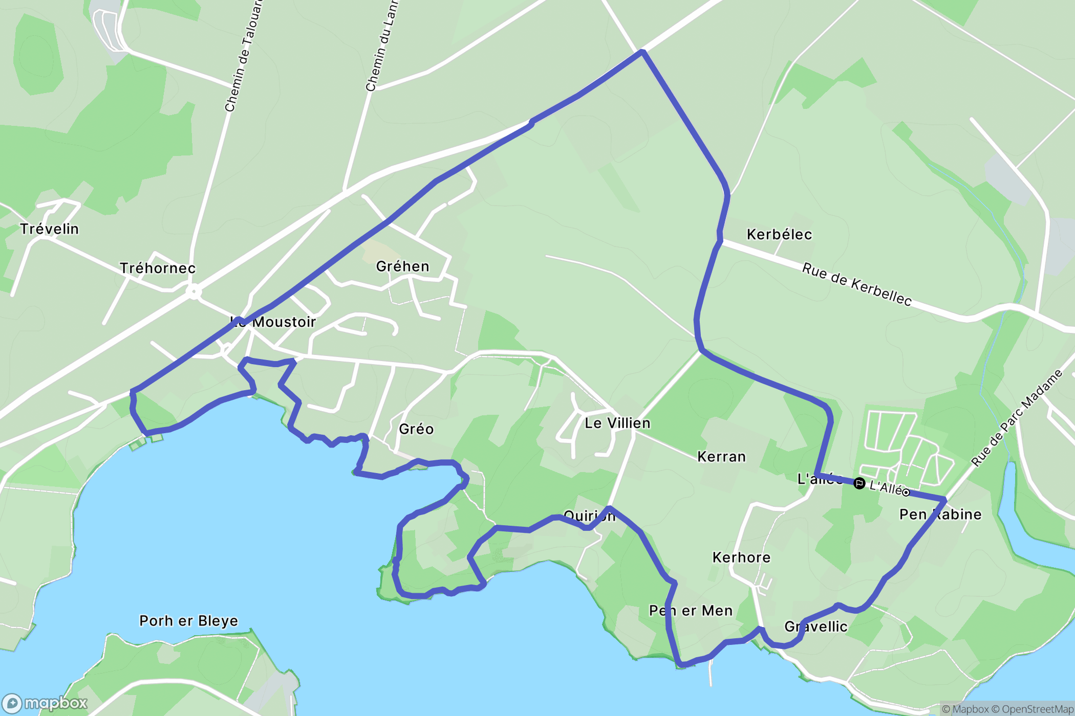 Arradon : carte du parcours de randonnée - France