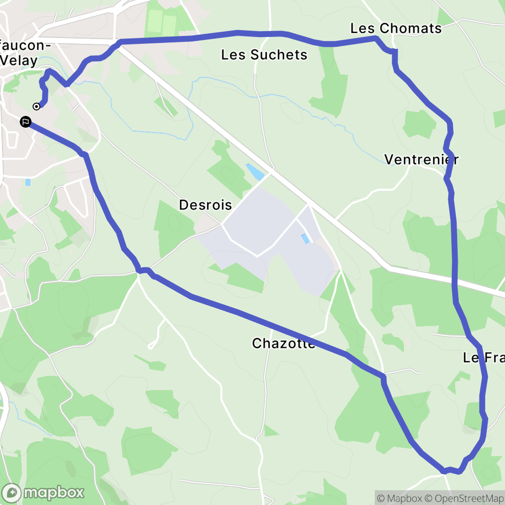 Montfaucon-en-Velay : carte du parcours de randonnée - France