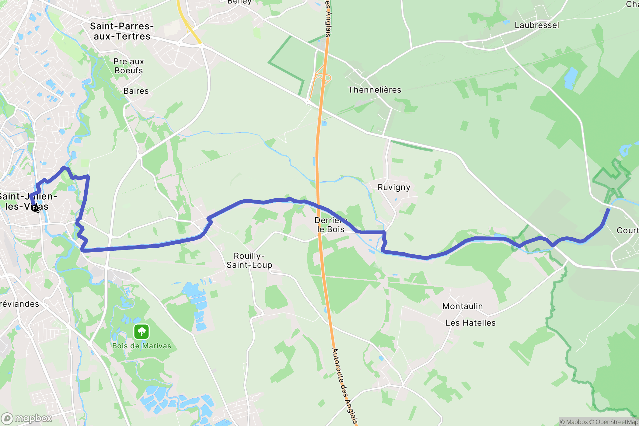 Saint-Julien-les-Villas : carte du parcours de randonnée - France