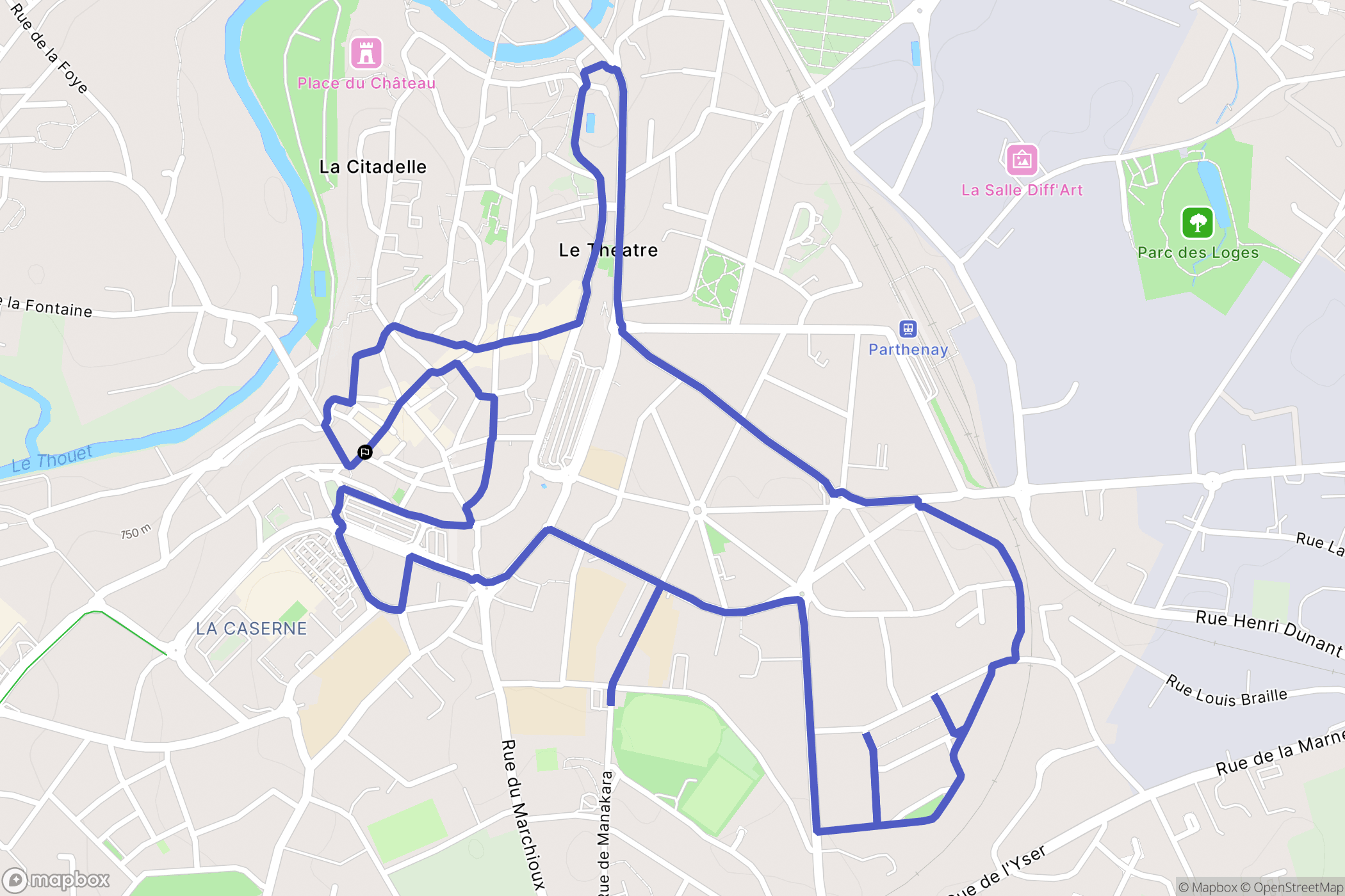 Parthenay : carte du parcours de randonnée - France