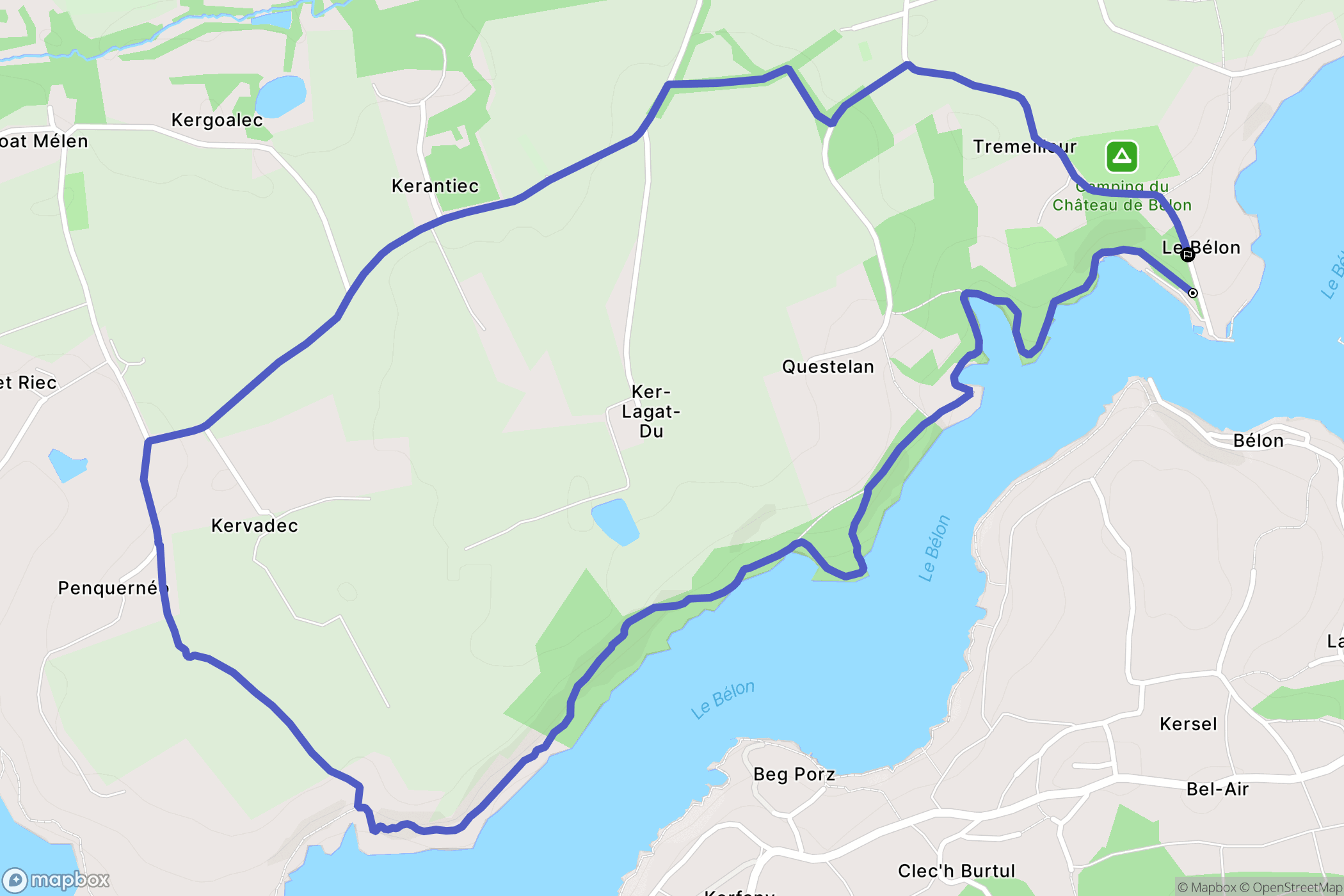 Riec-sur-Bélon : carte du parcours de randonnée - France